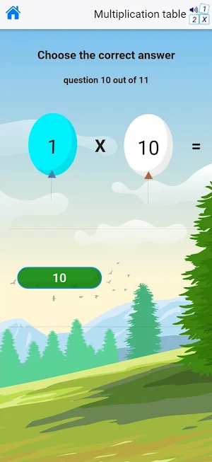multiplication table balloons Screenshot 2