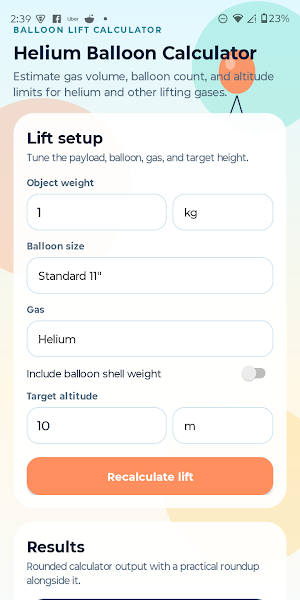 Helium Balloon Calculator Screenshot 3