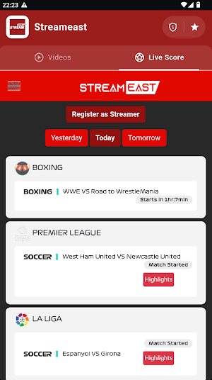 Stream East Live Screenshot 2