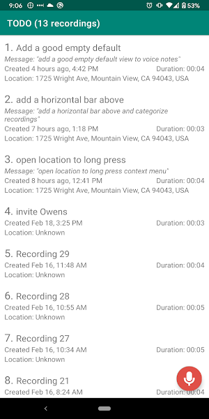 VoiceNotes - location & time Screenshot 2