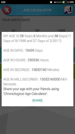 Exact Chronological Age Calc Screenshot 2