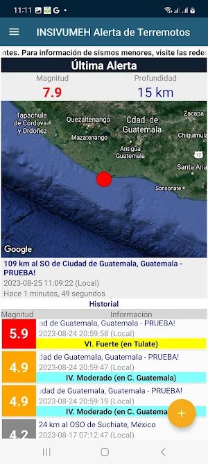 INSIVUMEH Alerta de Terremotos Screenshot 1
