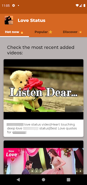 Romantic Status: Love Videos Screenshot 2