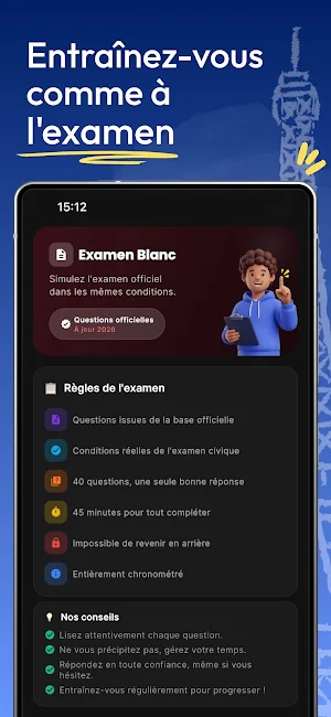 Examen Civique QCM 2026 Screenshot 2