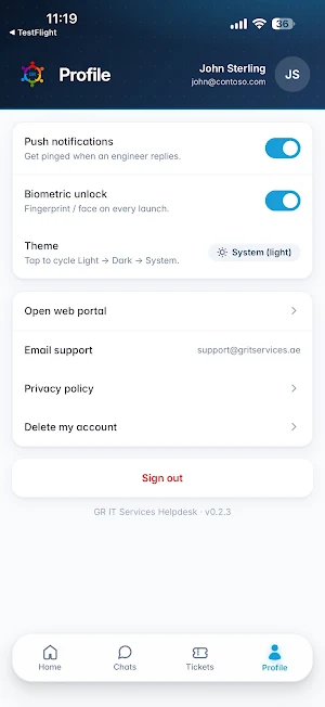GR IT Services Helpdesk Screenshot 2