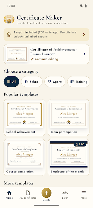 Certificate Maker: Award PDF Screenshot 0