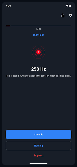 Hearing Test - Audiogram Screenshot 1