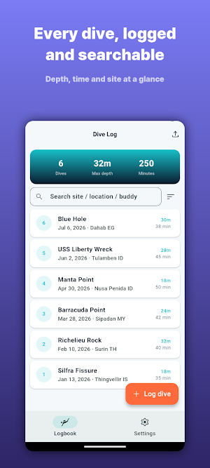 Dive Log: Scuba Logbook Screenshot 0
