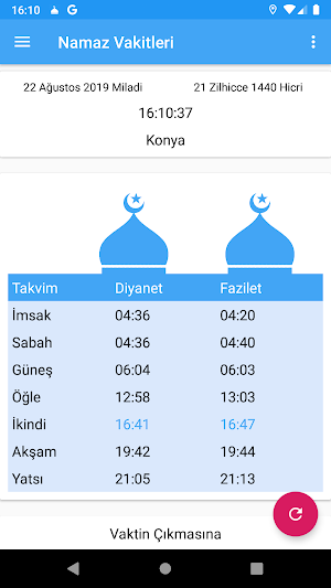 Namaz Vakitleri (Türkiye) Screenshot 0
