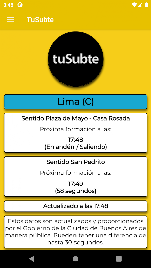 TuSubte: horarios del Subte Screenshot 2