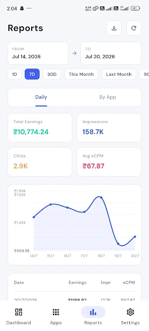 AdMob Dashboard Screenshot 3