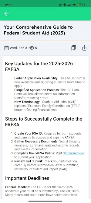 Student AId Screenshot 2