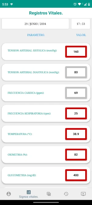 Registros vitales. Screenshot 3