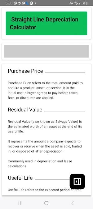 Straight Line Depreciation Screenshot 2