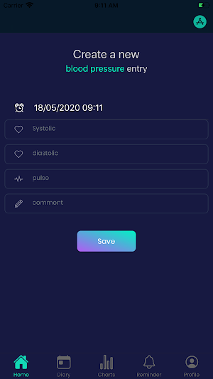 Blood pressure measure diary Screenshot 1