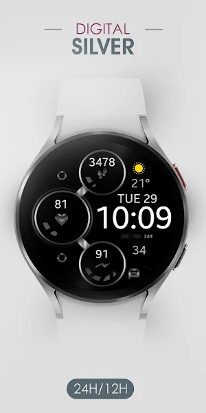 Silver Digital Watch Face Screenshot 0