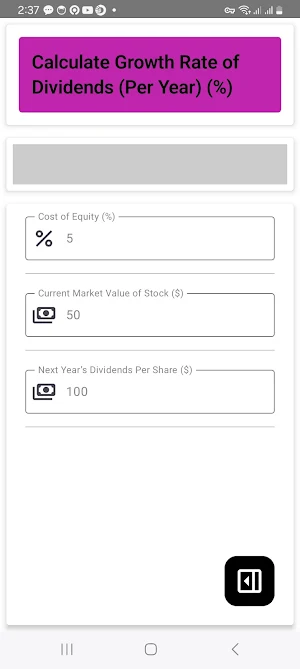 Cost of Equity Calculator Screenshot 3