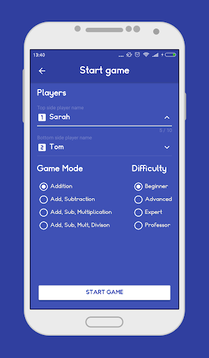 Mathematics game 2 player Screenshot 1
