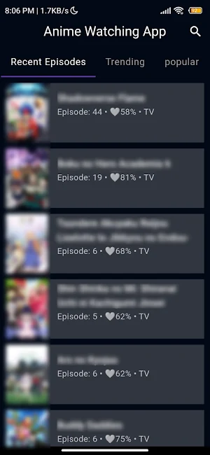 Anime Watching App Screenshot 0