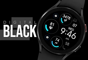 Digital Black Watch Face Screenshot 0