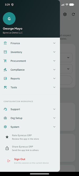 Eprecus ERP Mobile App Screenshot 2