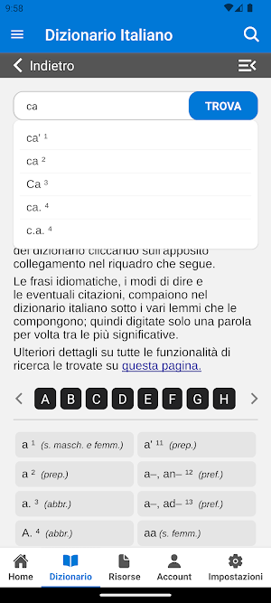 Olivetti Dizionario Italiano Screenshot 1