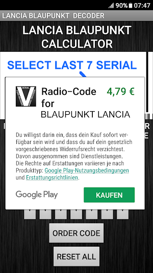Blaupunkt Lancia Radio Code Decoder Screenshot 3