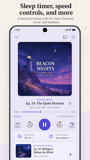PodQueue: Smart Podcast Player Screenshot 1
