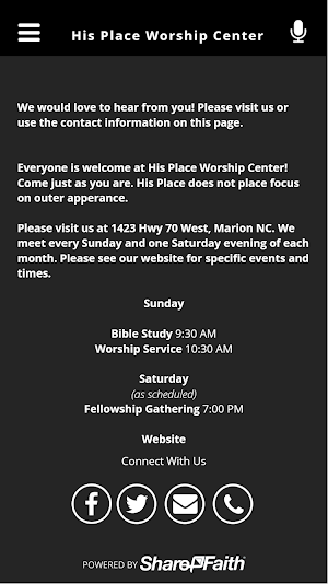 His Place Worship Center Screenshot 2