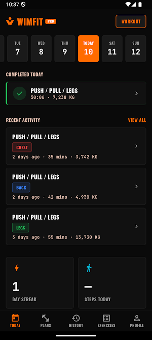 WimFit: Gym Workout Tracker Screenshot 1