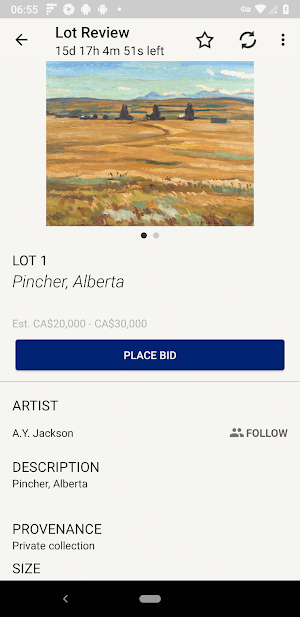 Masters Gallery Auctions Screenshot 2
