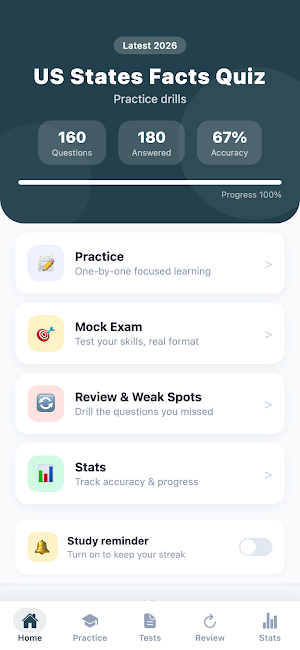 US States Facts Quiz: Practice Screenshot 0