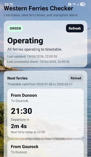 Western Ferries Checker Screenshot 0