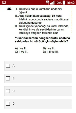 2018 Ehliyet Sınav Soruları Screenshot 3