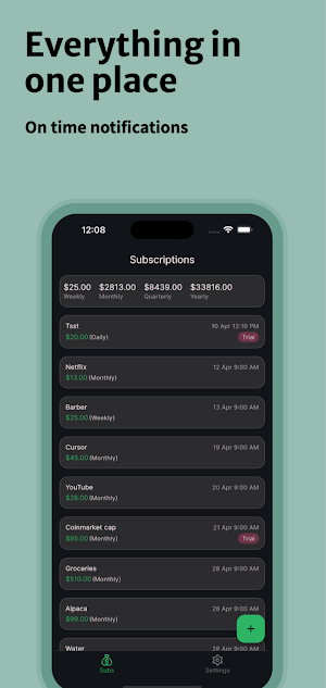 Subscriptions Tracker: SubZero Screenshot 2