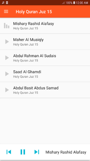 Holy Quran Juz 15 MP3 Screenshot 1