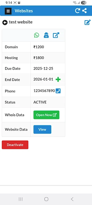 Website Clients Manager Haysky Screenshot 2