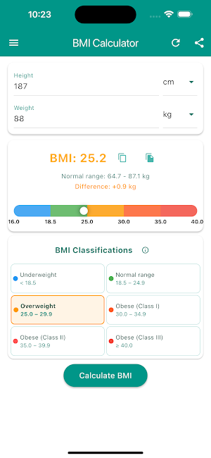 BMI Calculator Screenshot 2