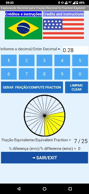 Frações e decimais com gráfico Screenshot 1