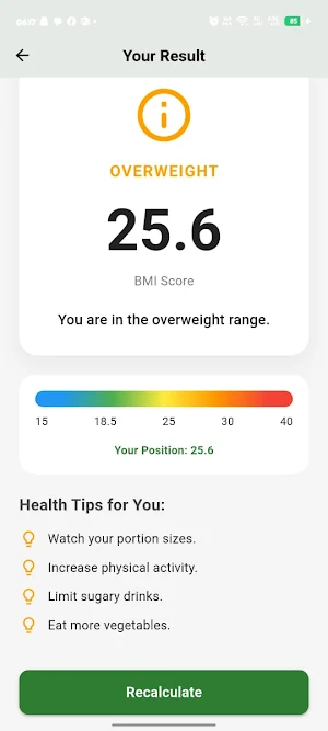 BMI Calculator Screenshot 2