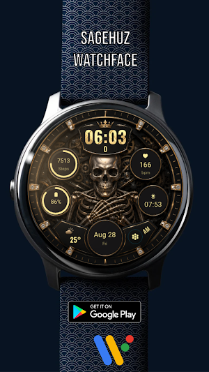 A141 Gold Skeleton Watchface Screenshot 2