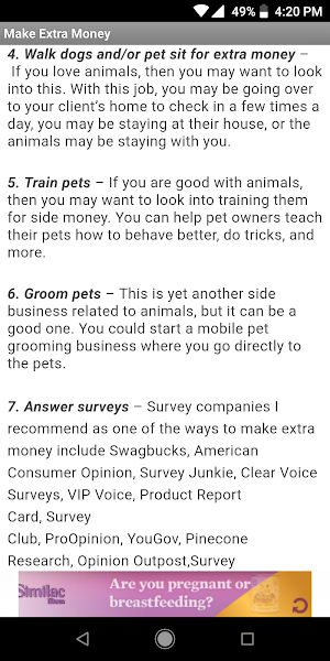 99 Ways To Make Extra Money Screenshot 1