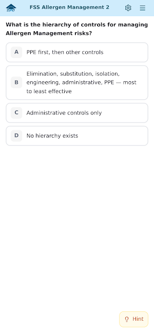 Food Safety Practice Test Screenshot 0