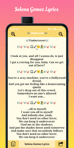Selena Gomez Song Lyrics Screenshot 3