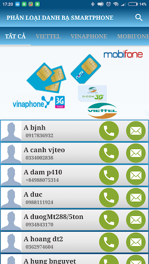 Sắp Xếp Danh Bạ Theo Nhà Mạng Screenshot 1