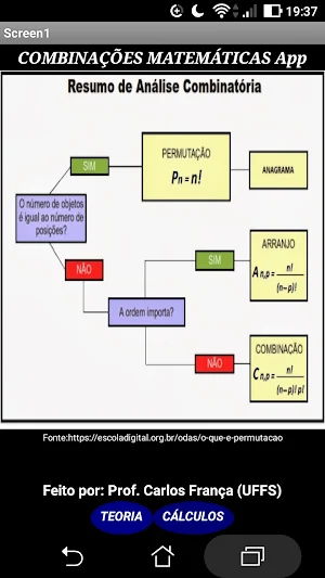 Combinações Matemáticas Screenshot 0