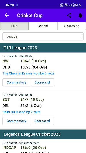 CriCup - Live Cricket Scores Screenshot 1