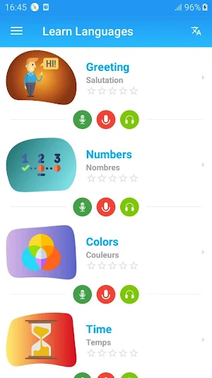 Learn English, Korean, Chinese, French ... - Awabe Screenshot 1