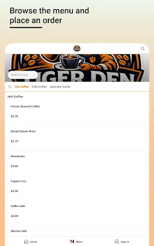 Tiger Den Cafe Screenshot 1