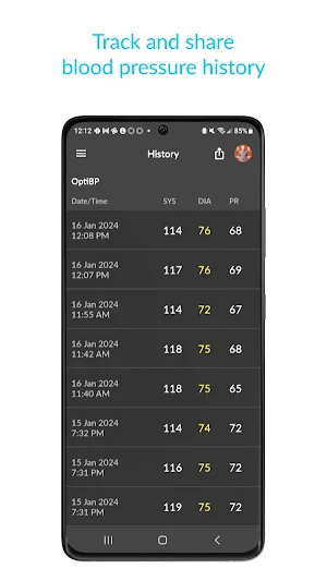OptiBP Blood Pressure Screenshot 2